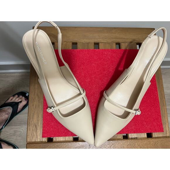 Marc Fisher Alorie Pump dress shoes ,Sling  back  bone/ivory  sz 11 m - Picture 7 of 8